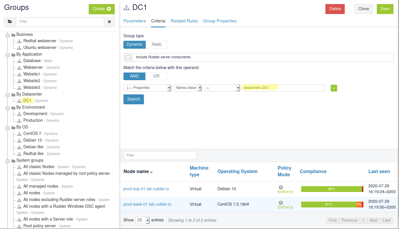 Group based on a node property value